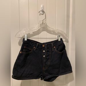 Black denim shorts